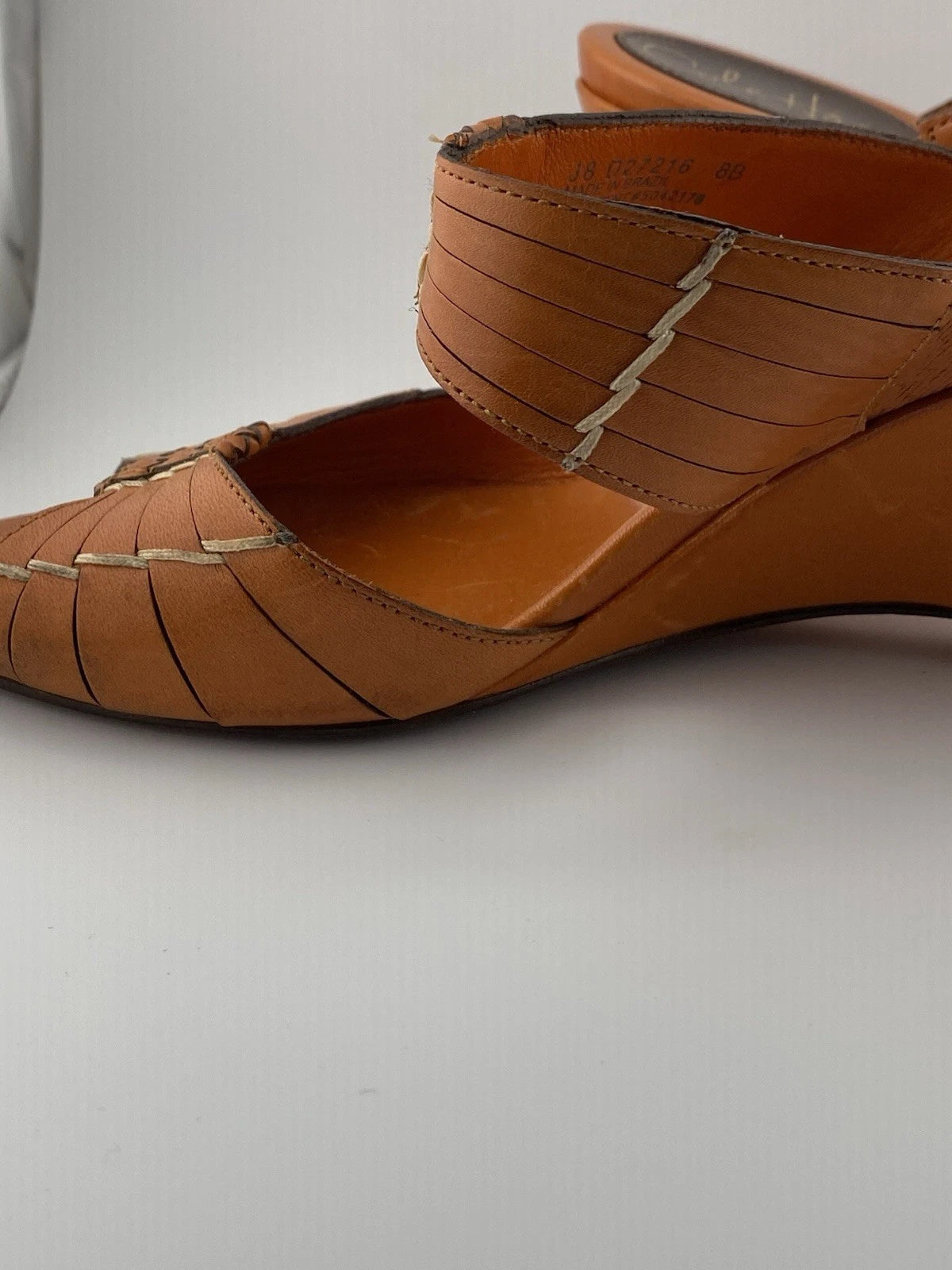 Cole Haan Air Huarache Slide Sandal Womens 8 Slip On Leather Orange Wedge