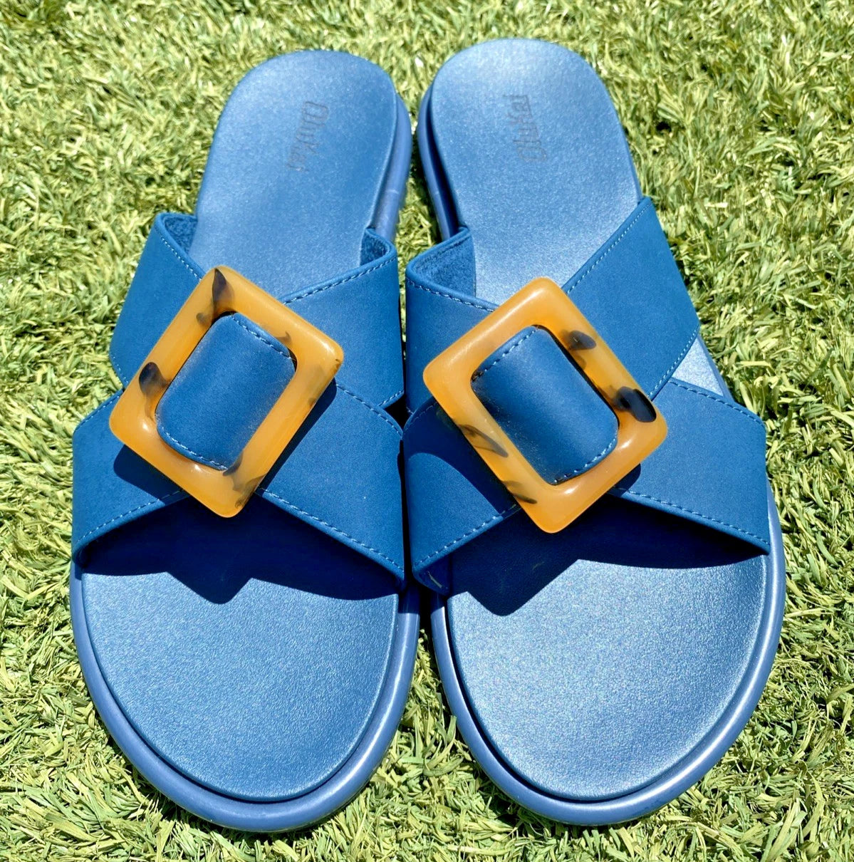 Olukai LA'I Slide Sandals Women’s Size 9 Blue Comfort Style 20511-7575