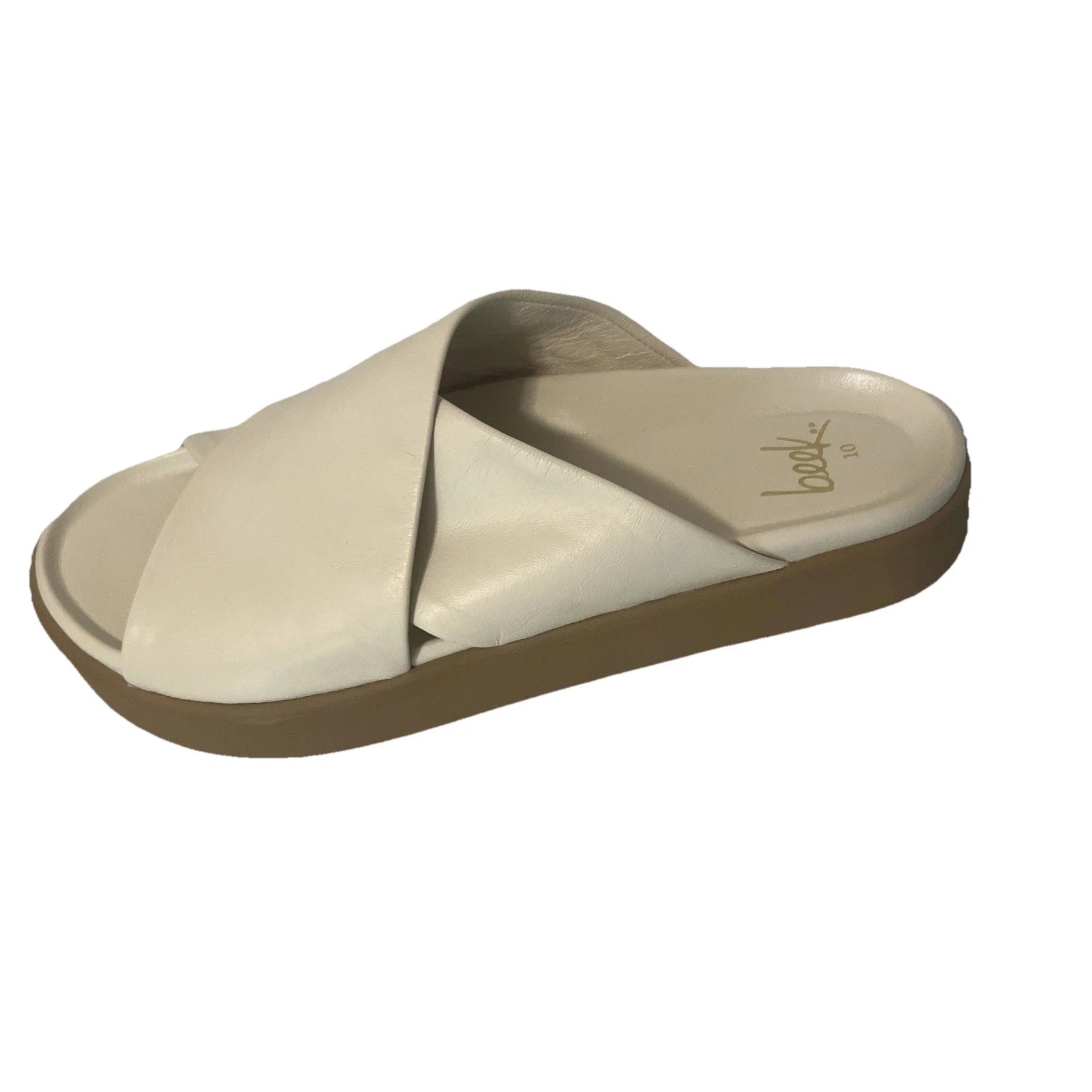 BEEK Ivory Hen Leather Platform Slides Sandals Size 10 NEW