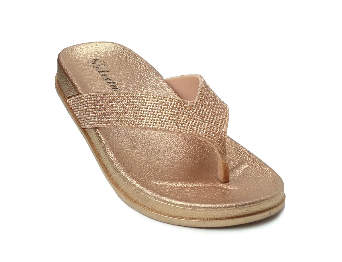 NEW Women's Fashion Glitter Thong Flip Flop Rhinestone Sandals Soft Rubber Sole