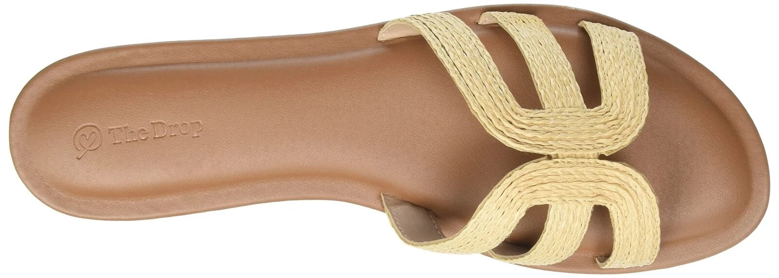 The Drop Monika Raffia Fashion Slip On Flat H-Band Slide All Seasons Sandals NIB