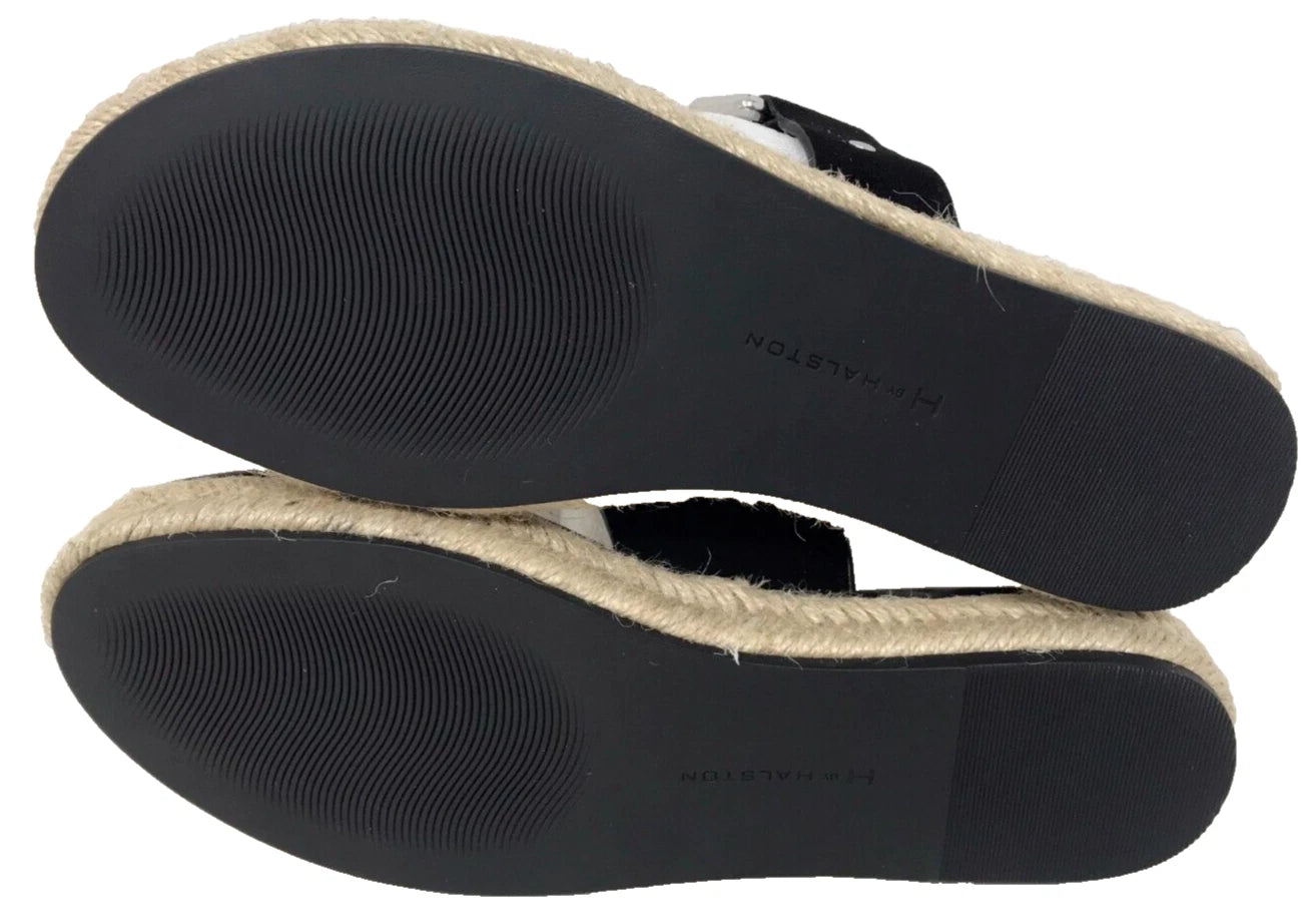 H By Halston Women's Savannah Slip On Slide Sandals W/Toe Ring Black Size:7.5