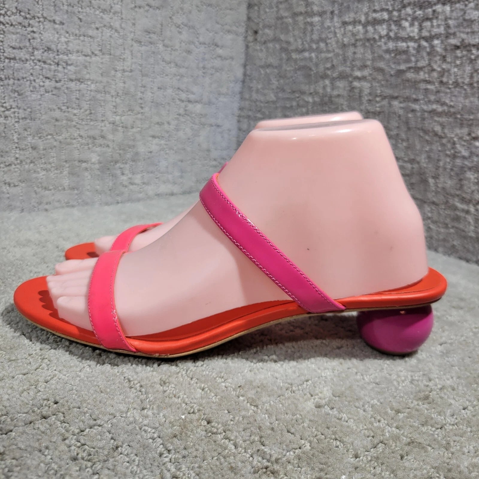 Kate Spade Palm Springs Women's Size 8B Pink Coral Patent Leather Slide Sandals