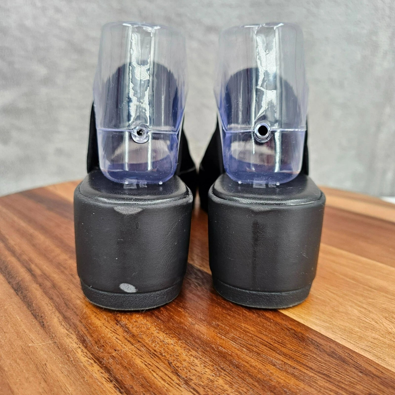 Mossimo Platform Slides 8 Black Fabric Stretch Flatform 90s Retro Stylish Trendy