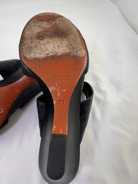 Cole Haan Air Huarache Slide Sandal Womens 9 Slip On Leather Black Wedge