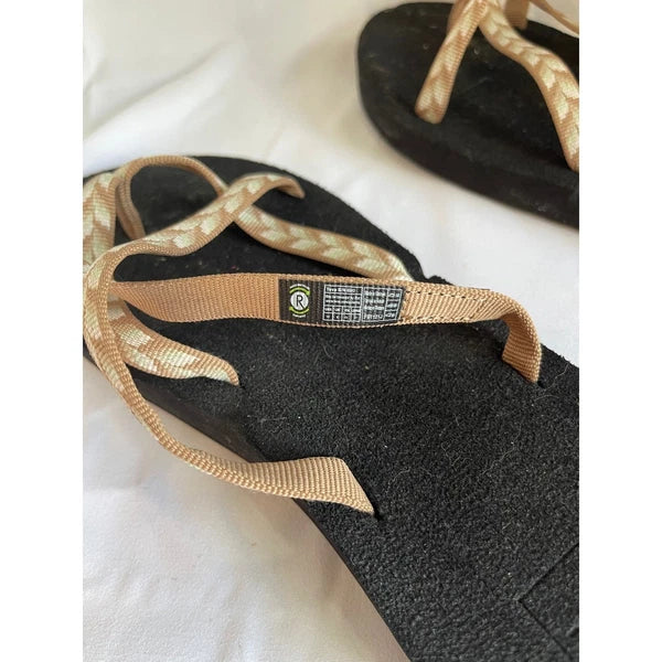 TEVA Women's Flip Flops Sandals Black Beige Strappy Casual Shoes