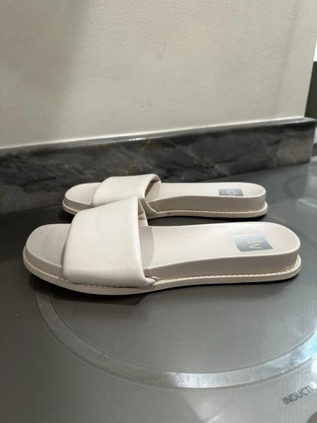 Dolce Vita Women US Sz 9 Sandal Slides Fashion Ivory Slip On Bandage Strap Flats