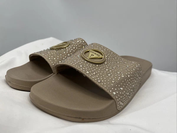 Guess Women's Slip On Sillia Gold Pool Slides US Size 9M Style: #GFSILLIA