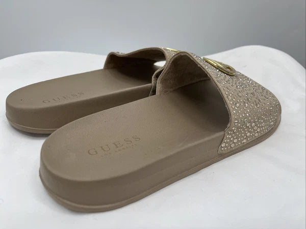 Guess Women's Slip On Sillia Gold Pool Slides US Size 9M Style: #GFSILLIA