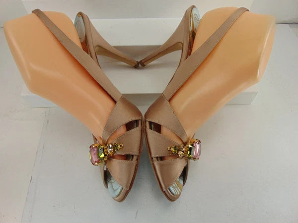 GIUSEPPE ZANOTTI JEWELED ANKLE STRAP SATIN HIGH HEEL SANDALS EURO 40 M $995.00!