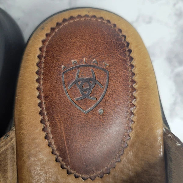 Ariat Brown Leathers Strap Brass Stud Slides Sandal Style 21443 Womens 6B Farm