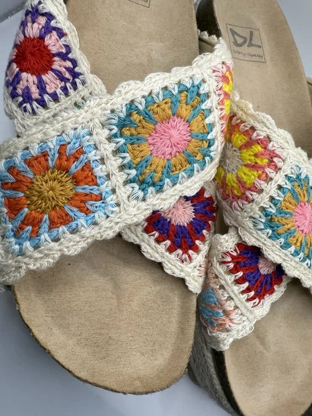 DIRTY LAUNDRY Crochet Knit Sandal Criss Cross Slide Platform Espadrille Women 10