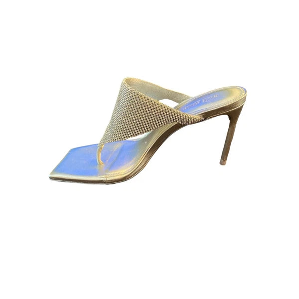 Cult Gaia Audrey Crystal Embellished Sandals Stiletto Heel Square Toe Clear Sz 6