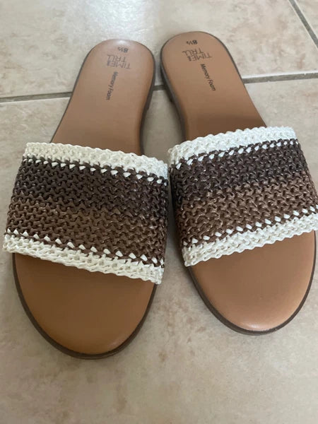 Time and Tru Memory Foam Core Slide Boho Style Sandal size 8.5 for woman