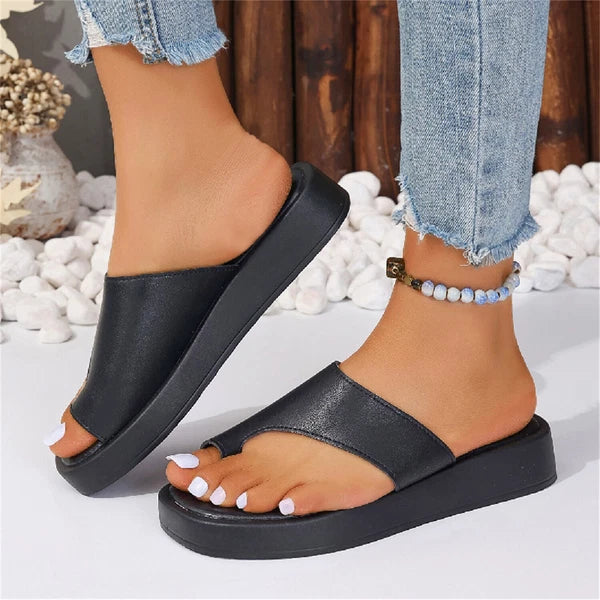 Women's Fashion Clip Toe Flat Beach Sandals Summer Orthopedic Casual Slippers