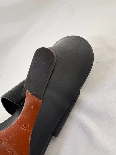 Cole Haan Air Huarache Slide Sandal Womens 9 Slip On Leather Black Wedge