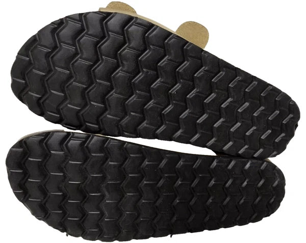 Sonoma Women's Artwork Double Buckle Leather Slide Sandals Gold Size:9 201E