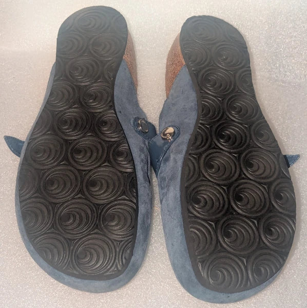 euroWellness Blue Suede  Slide Fashion Sandals Women's Shoes 9 US / 40 EU