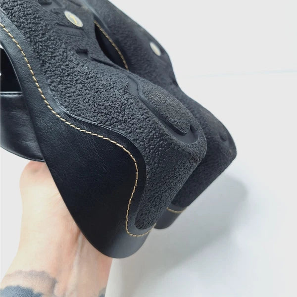 Vintage Fashion Bug Chunky Sandals Y2K Square Toe 7 Platform Wedge Grunge Vegan