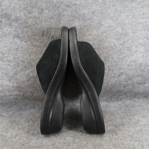 Spring Step Shoe Women 9 Sandal Flexus Wedge Slide Leather Comfort Fashion Black