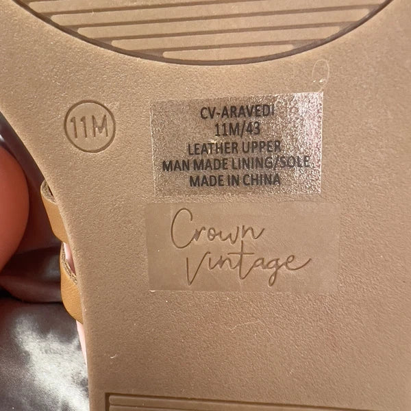 Crown Vintage Aravedi Sandals Women’s 11 Tan Cognac Toe Loop Summer Fashion Shoe