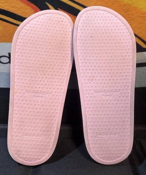 Givenchy Pink Platform Rubber Pink Logo Slide On Pool Sandal Flip Flop Flat 41