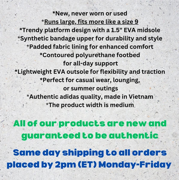 adidas Adilette Platform Slide Sandals Women’s Size 8-9 Lavender Comfort & Style