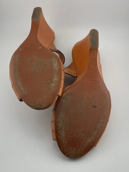 Cole Haan Air Huarache Slide Sandal Womens 8 Slip On Leather Orange Wedge