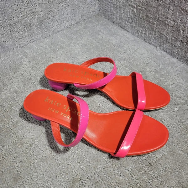 Kate Spade Palm Springs Women's Size 8B Pink Coral Patent Leather Slide Sandals