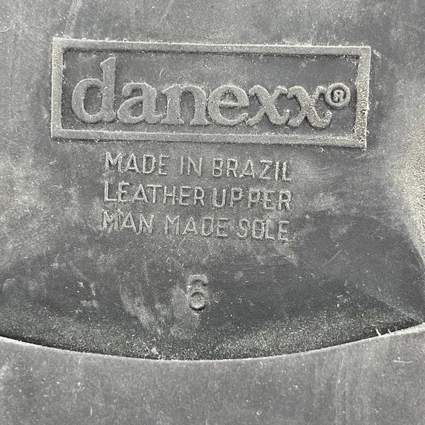 Danexx Womens Slides Sandals Brown Leather Flip Flop Style Block Heel Slip On 6