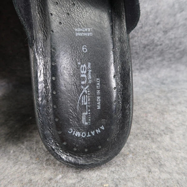 Spring Step Shoe Women 9 Sandal Flexus Wedge Slide Leather Comfort Fashion Black