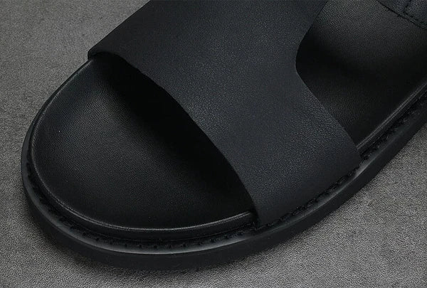 Open Toe Sandals Slingbacks Casual Real Leather Mens Shoes Roman Style Summer 43