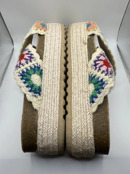 DIRTY LAUNDRY Crochet Knit Sandal Criss Cross Slide Platform Espadrille Women 10