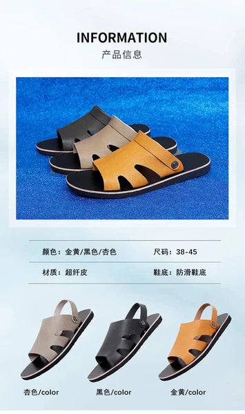 Roman Style Mens Open Toe Slingback Buckle Flats Summer Slipper Sandals Beach Sz