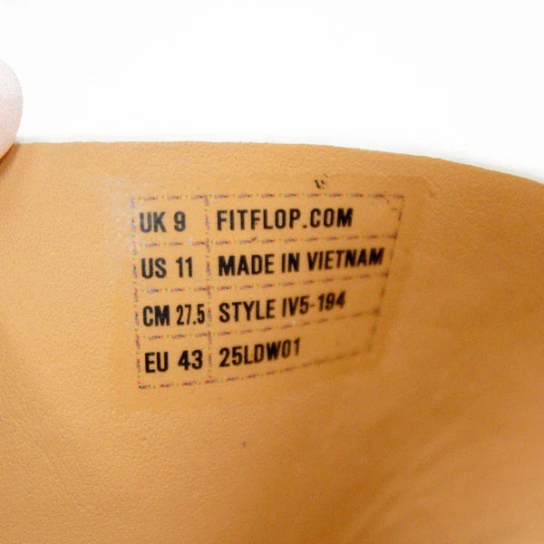 Fitflop F-Mode Leather Urban White Cross Flatform Slide Sandals Women's Size 11