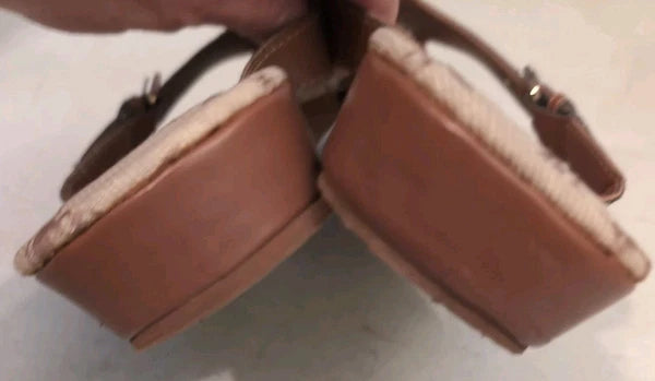 Chaps Thong Buckle Sandals Slides Tan Style Women's Size LG 9/10