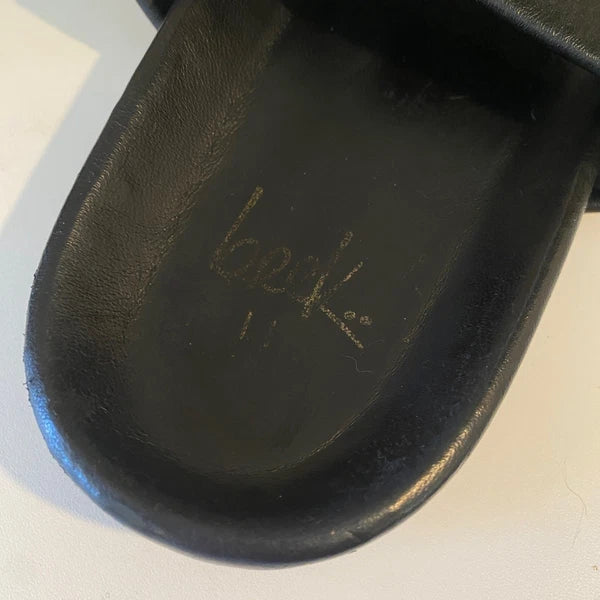 beek Black Leather Double Strap Slide Sandals Minimalist Style