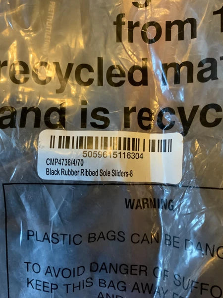 PrettyLittleThing Women's Black Rubber Ribbed Sole Slides, Style# CMP4736, Sz 8