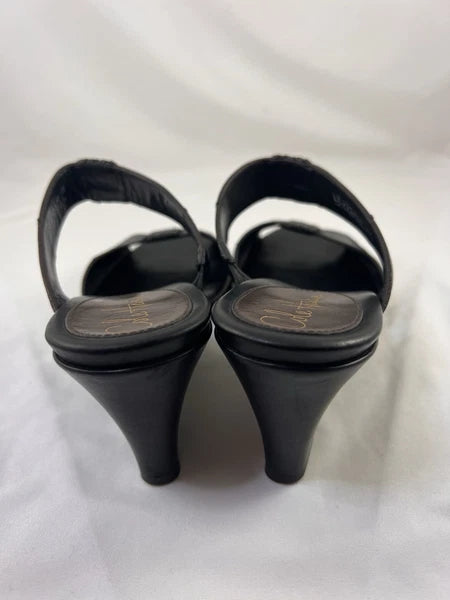 Cole Haan Air Huarache Slide Sandal Womens 9 Slip On Leather Black Wedge