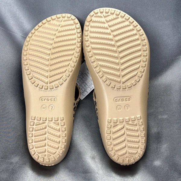 Crocs Kadee II Leopard Sandals Women's 7 Strappy Slides Spring Shoes 206894-90L