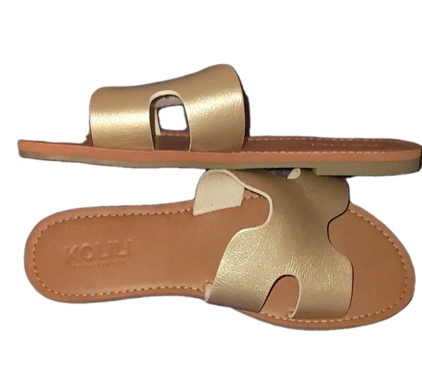 KOLILI Womens Flat Slide Sandals Summer Fashion Sandals Comfy Size 6