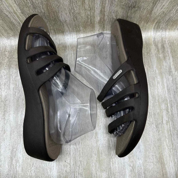 Crocs Rhonda Slides Wedge Strappy Slip On Sandals Brown Style 14706 Womens 10