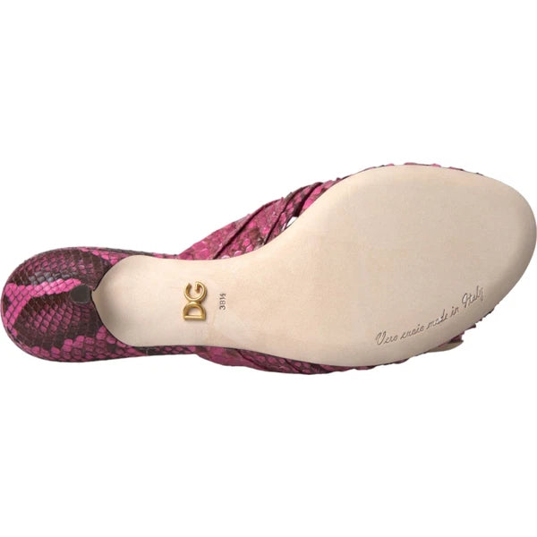 DOLCE & GABBANA Shoes Pink Python Leather Kitten Heels Slides EU36/US5.5 1200usd