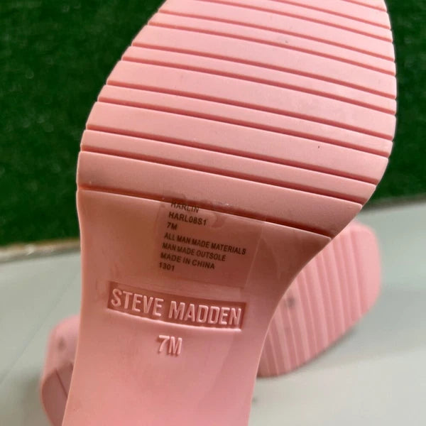 Steve Madden Harlin Platform Slide Sandals Block Heel Pink Y2K Style Womens 7 M