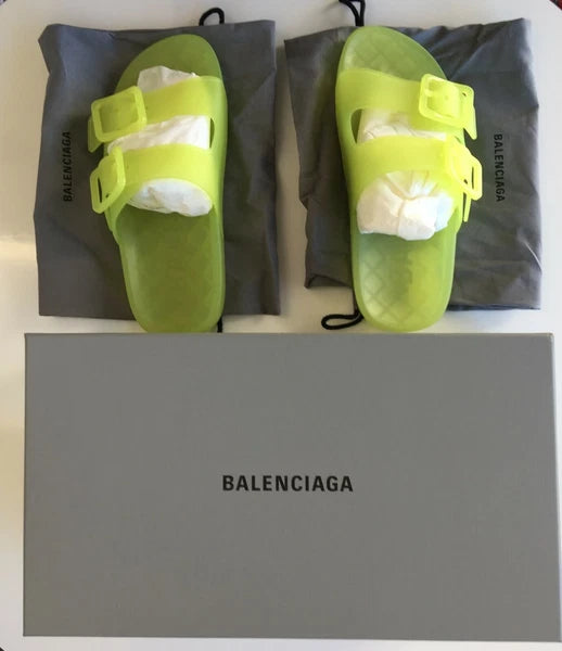 New Balenciaga Women's Mallorca Transparent Dual-Buckle Slide Sandal US 8/Eur 38