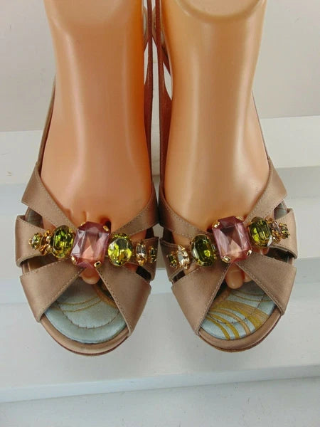 GIUSEPPE ZANOTTI JEWELED ANKLE STRAP SATIN HIGH HEEL SANDALS EURO 40 M $995.00!