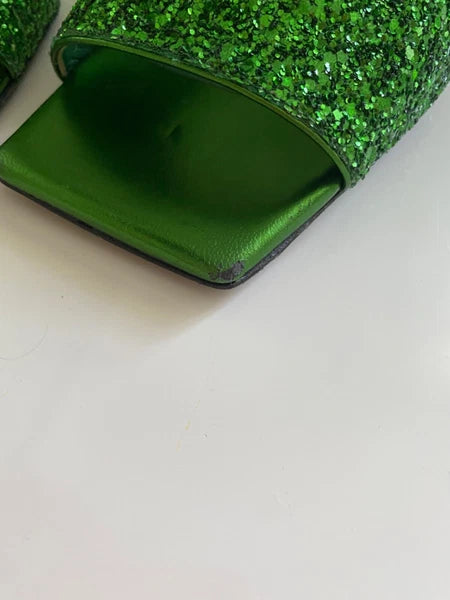 New Women's The Attico Stunning Devon Slide Herl Sandal Green Apple 37