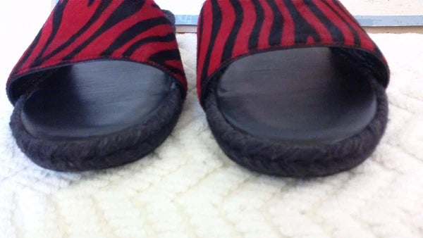 Haider Ackermann Black Red Pony Style Calfskin Slide Sandals Size 6 36 - NICE