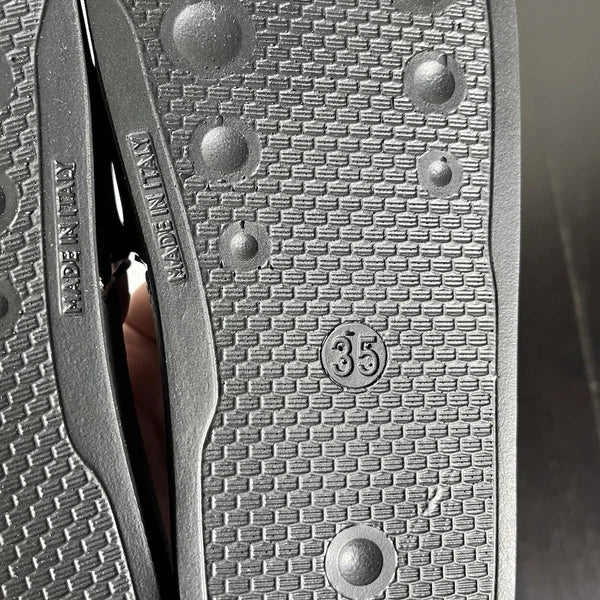 Authentic MOSCHINO Womens Size 35/US 5 Black Logo Pool Slide Sandals NEW