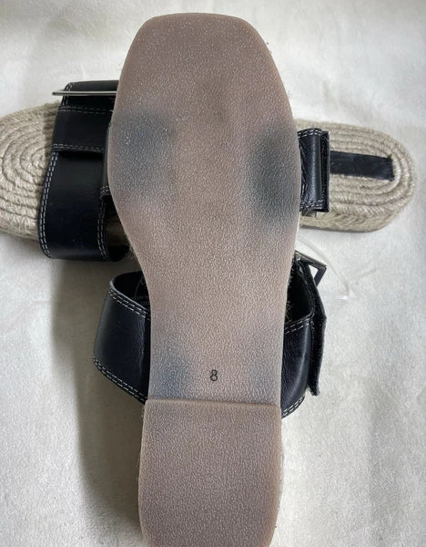 ASOS DESIGN Espadrille Slides in Black size US 8 Sandals Woman